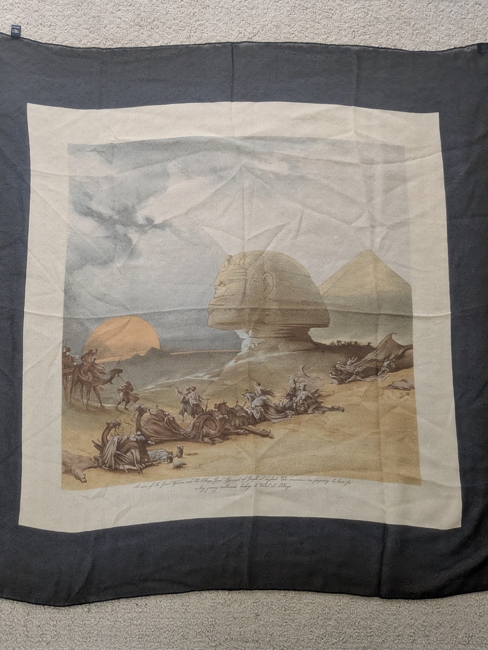 Rare Vintage Burberry London David Roberts "Egyptian Landmarks" Silk Scarf